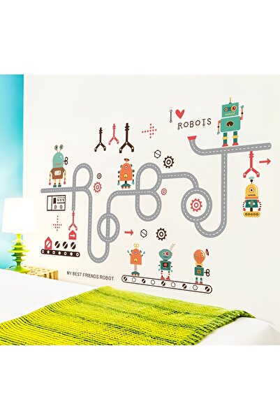 mertyavm Çocuk Odası Duvar Sticker Çocuk Odası Duvar Süsü XXL Büyük Boy Robot...