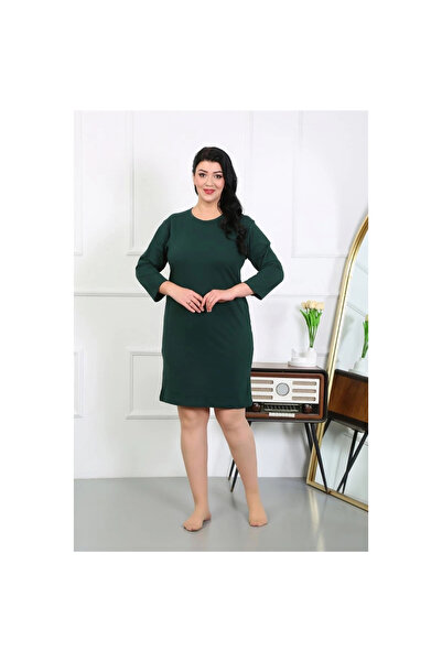 Narnuga MİRAY- ثوب نوم نسائي كبير الحجم من القطن الممشط، لون أخضر زمردي