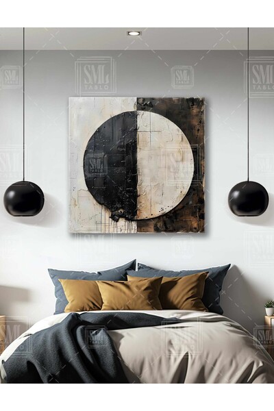 SML TABLO Yin and Yang Black White Good and Evil Yingyang Evil Within Good Square Canvas Painting