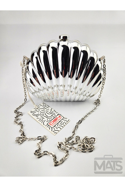 DSN Plastic Tabaka Platinum Chain Strap Evening Dress Bag