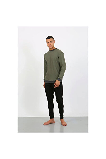 Narnuga MİRAY - طقم بيجامة رجالي بأكمام طويلة وأصفاد من القطن الممشط باللون ا...