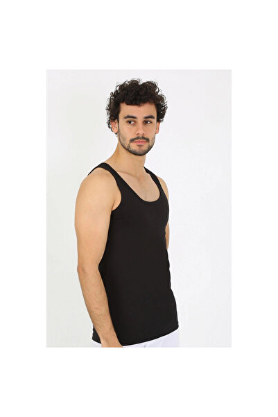 Narnuga Mi̇ray - Men's Combed Cotton Black Undershirt