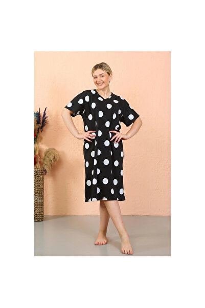 Narnuga Mi̇ray- Women's Short Sleeve Below-Knee Oversized Home Dress - Nightgown