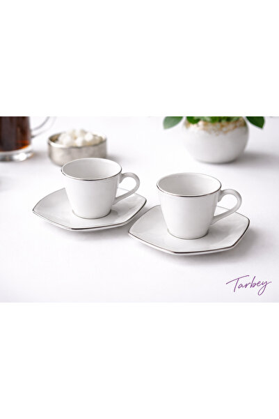 Tulü Porselen PORSELEN PLATİN PORSELEN TÜRK KAHVESİ FİNCANI TAKIMI