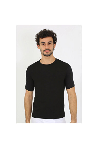 Narnuga Mi̇ray- Men's Crew Neck L Stretch Fabric Black T-Shirt