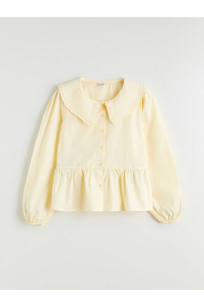 LC Waikiki Κίτρινο παιδικό πουκάμισο με γιακά για κορίτσια από το κατάστημα G...