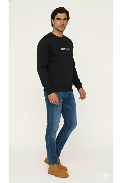 DYNAMO Men's Crew Neck Comfortable Fit Front and Back Text Printed Fleece-Lin...