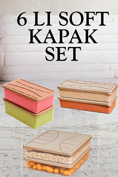 SUPERPUP Set of 6 with Soft Lid Beige Storage Container Freezer Container Food Storage