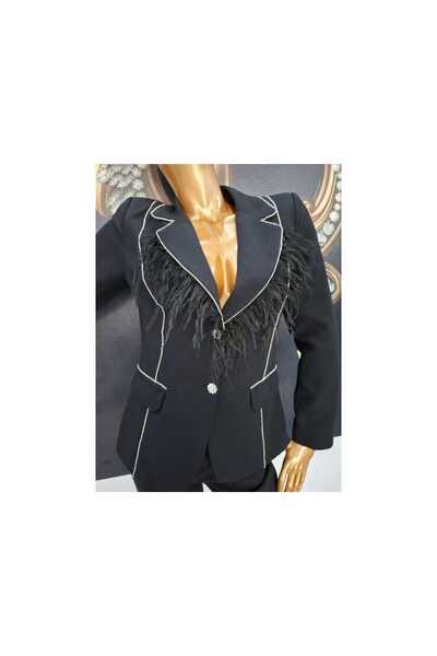 OEM FEATHER AND RHINESTONE SUIT2 - BLACK, 40