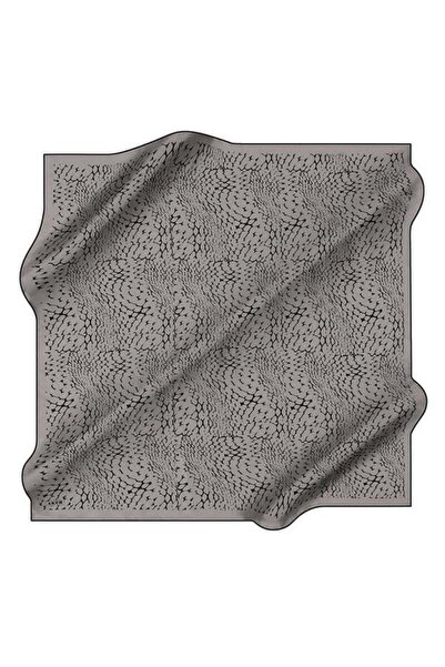 Aker Μεταξωτό Φουλάρι - 8904713-914 Γκρι Μαύρο Τουίλ