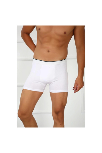 Narnuga Mi̇ray- Men's Large Size Cotton L Stretch Fabric Boxer White