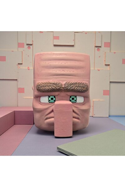 FIGURİFY Minecraft Villager Cosplay Maske | 1:1 Ölçek 3D Kask