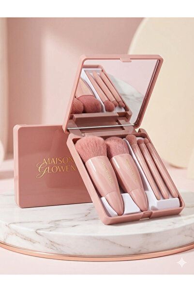MAISON GLOWEN Prenosivi set od 5 četkica za šminku sa ogledalom za senke, pod...