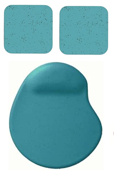 usin Oval Turquoise Sand Pattern Wrist Supported Mouse Pad + 2 Pieces Mug Cup Coaster Set