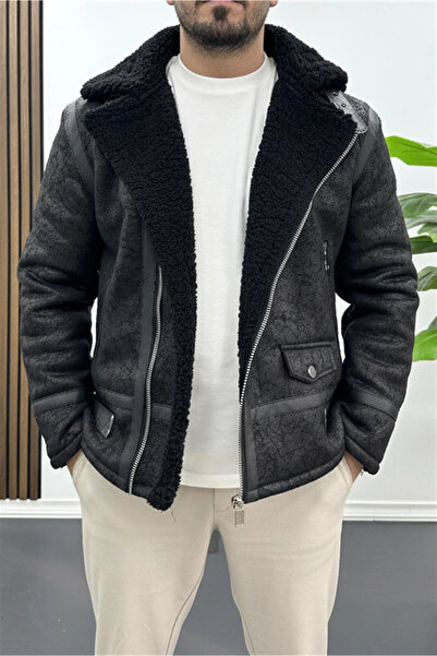 Edwox Men's North Collar Fur Lined Coat Edw431