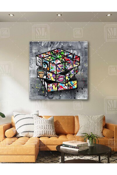 SML TABLO Graffiti Rubik's Cube Banksy Style Modern Street Style Decor Square Canvas Painting