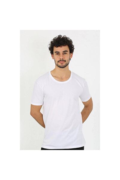 Narnuga Mi̇ray - Men's Open Collar White Combed Cotton Undershirt