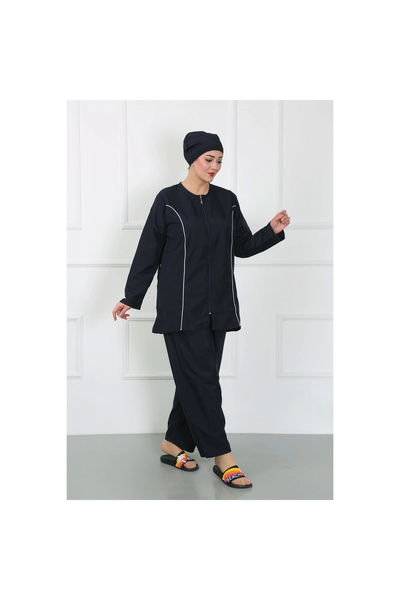 Narnuga Mi̇ray- Plus Size Hijab Swimsuit Large Swimsuit Navy Blue