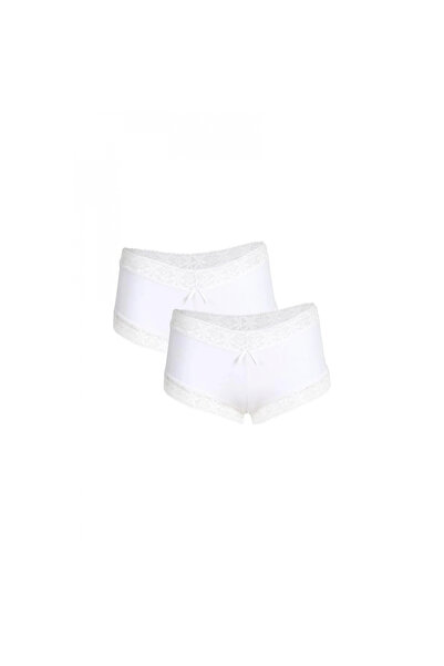Narnuga Mi̇ray- Women's Cotton 2-Pack Boxer Shorts White