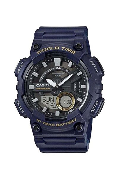 Casio Men's Water Resistant Analog & Digital Watch AEQ-110W-2A - 52 mm - Blue