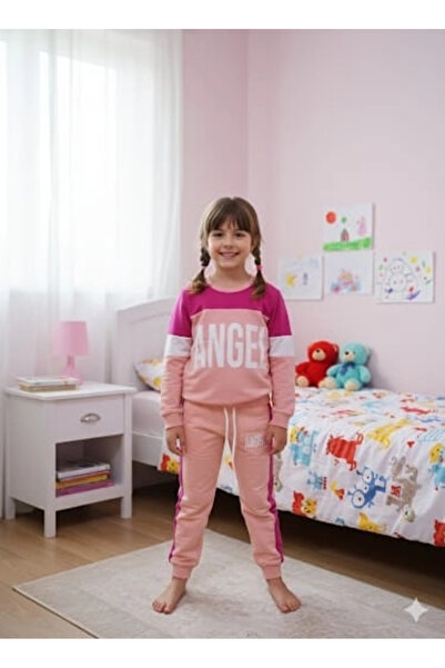 Yonca Çocuk Lusana Unisex Top and Bottom Set Combed Cotton Set Tracksuit Paja...