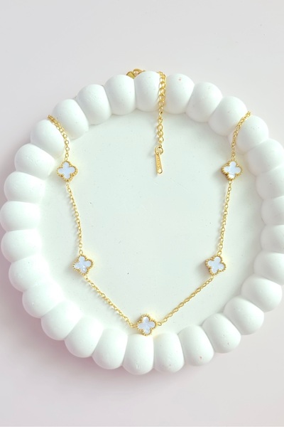 MİLUNXTE 316L Stainless Tarnish Free Clover Necklace with Black, White, Pink,...