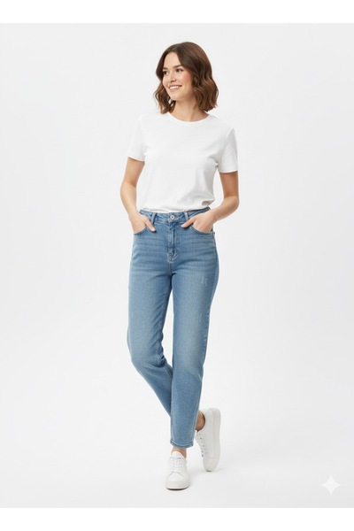 ModamarkReal Women's High-Waisted Boyfriend/Mom Jeans Denim Pants
