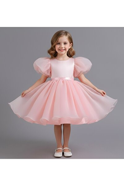 Asel Kids Червена мини рокля от органза за момичета