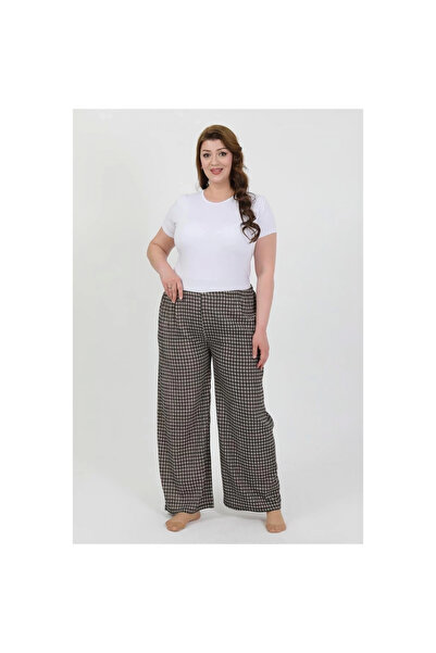 Narnuga Mi̇ray- Women's Plus Size Wrinkled Pants Brown