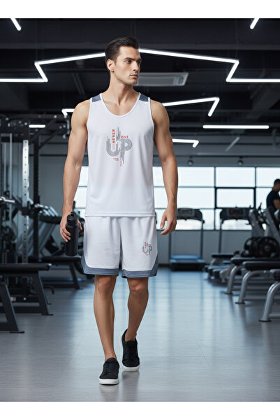 Future Mask Men's sleeveless sportswear set, sports shirt and shorts, for exercise, running and other sports.