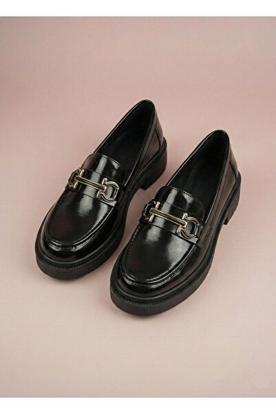 Babetty Women's Patent Leather Loafer Buckle Orthopedic Sole Oxford Classic Casual Stylish Detailed Shoes