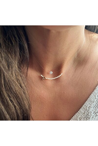 Hazeran accessories Harfli Gerçek İncili Hayalet Kolye