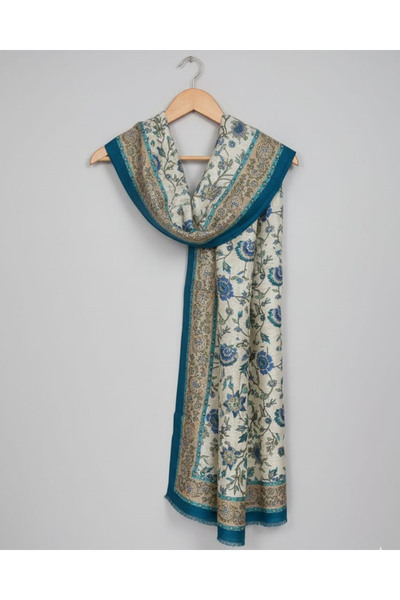 Pure Silk Atelier Kadın %100 Saf İpek Şal - Özel Tasarım Çiçekli Yumuşak Doku...