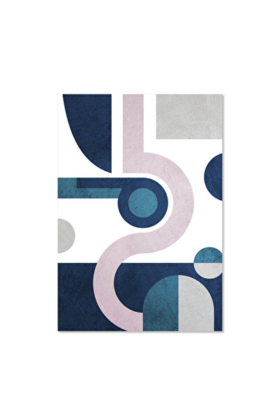 Printoot Geometric Shapes Canvas Art Navy Pink Abstract for Mid-Century Moder...