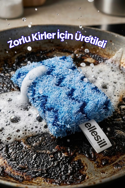 Ellesill Imported Ultrafiber Dish Sponge Scrub Pro Blue Color Sponge 12X7X3 cm - 16g