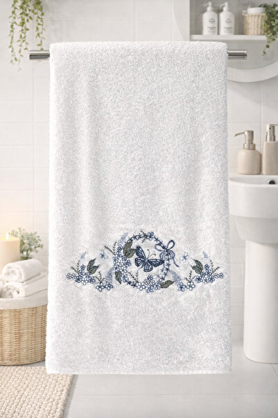Bella Home Bamboo Cotton 50 X 90 cm Embroidered Hand Towel