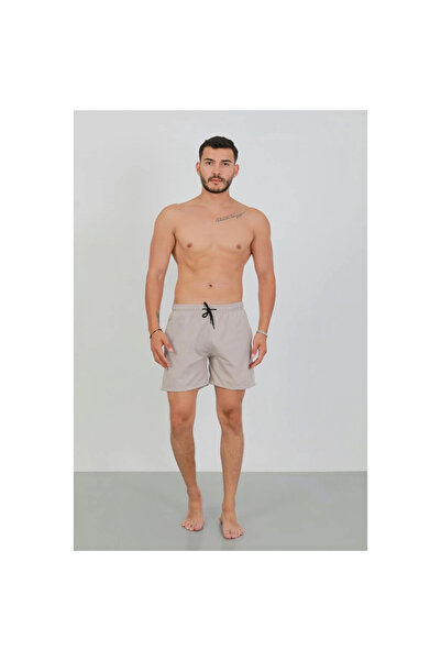 Narnuga Mi̇ray- Men's Zippered Pocket Swim Shorts Beige
