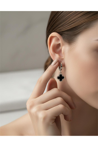 staınless steel Kadın Paslanmaz Çelik 4 Yapraklı Yonca Küpe - Zarif ve Şık Ta...