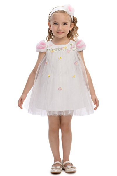 Pamina 36075Pr Ecru Butterfly Baby Girl Dress