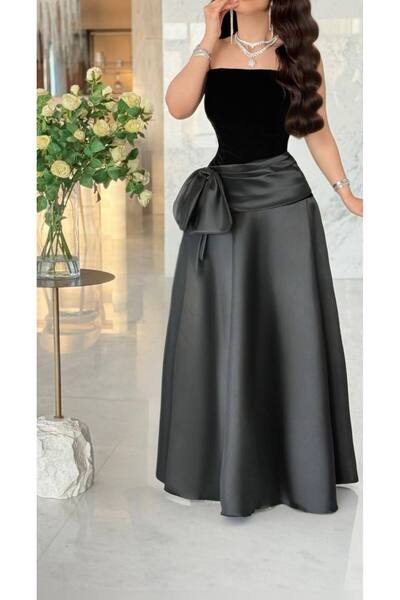 Generic فستان سهرة أسود مخمل