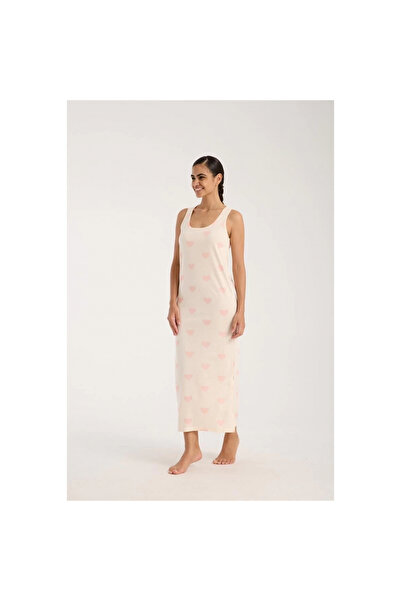 Narnuga Mi̇ray- Women's Thick Strap Y Slit Long Powder Nightgown