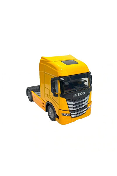 SUDESA OYUNCAK SARI SÜRTMELİ PİLLİ IŞIKLI SESLİ METAL ÇEK BIRAK İVECO TIR KUP...