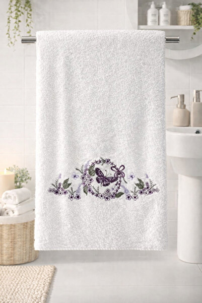 Bella Home Bamboo Cotton 50 X 90 cm Embroidered Hand Towel