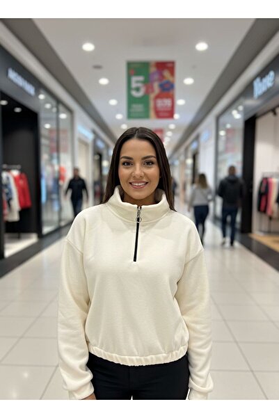 sedadenizstore Women's Half Zipper Mock Neck Fleece Sweatshirt – Casual, Sports, Transitional