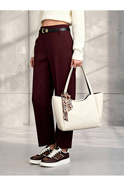 Mojeva حقيبة يد وكتف نسائية من LUMİ مع وشاح وإغلاق مغناطيسي بسحاب