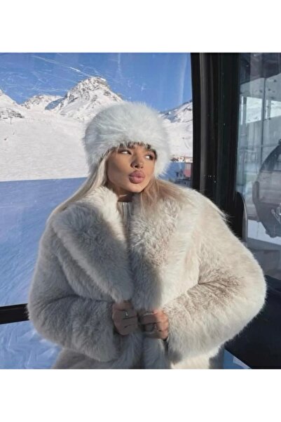 giez Russian kalpak model black fur-lined trendy hat beanie