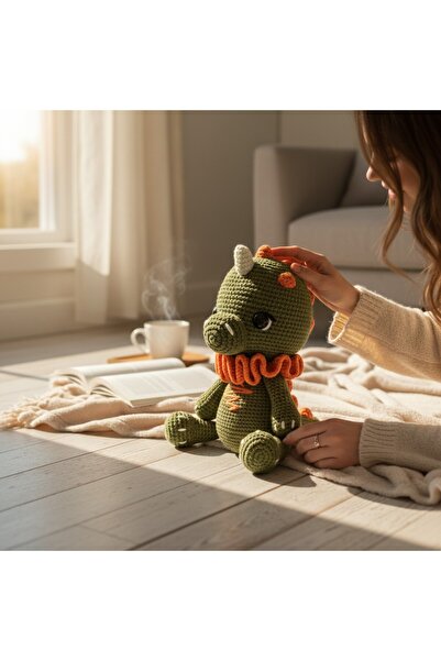 ilmekdurağı Sevimli Dinazor Yeşil Amigurumi Oyuncak