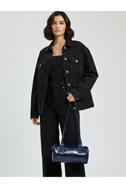Çanta Trend Moon Model Navy Blue Baguette Shoulder Bag