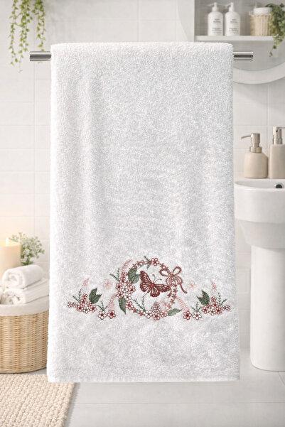 Bella Home Bamboo Cotton 50 X 90 cm Embroidered Hand Towel
