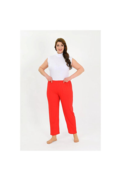 Narnuga Mi̇ray- Women's Cotton Plus Size Bottom Pajamas Red